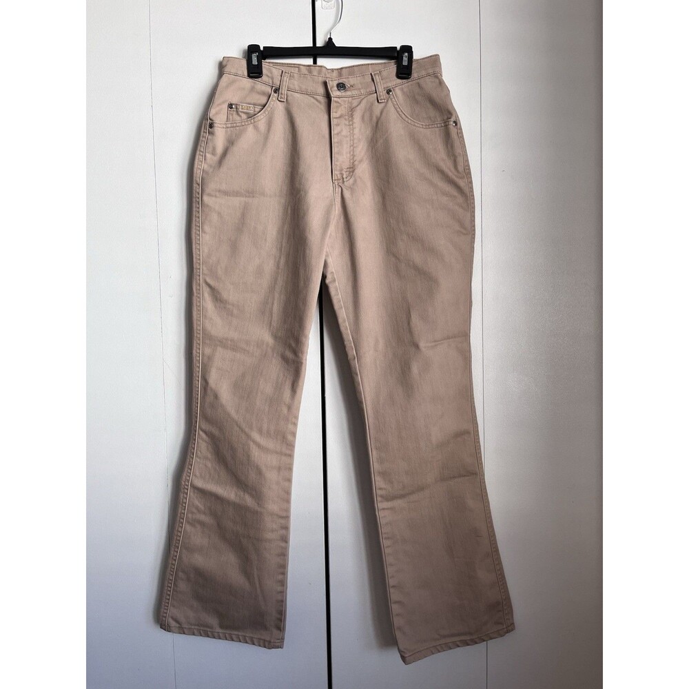 Lee Women’s Beige Khaki Mid-Rise Bootcut Pants Size 12M Stretch Cotton Blend